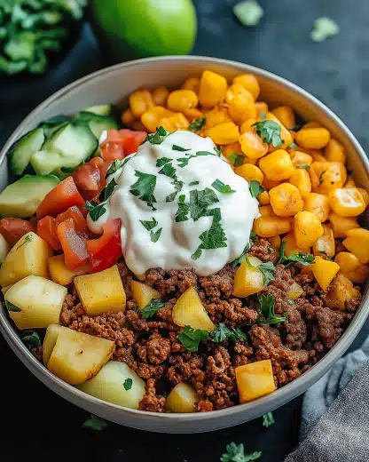 Ground Beef and Potato Taco Bowl: A Flavorful Recipe Delight!