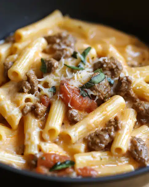 Creamy Tomato Beef Pasta: A Delectable One-Pot Wonder!