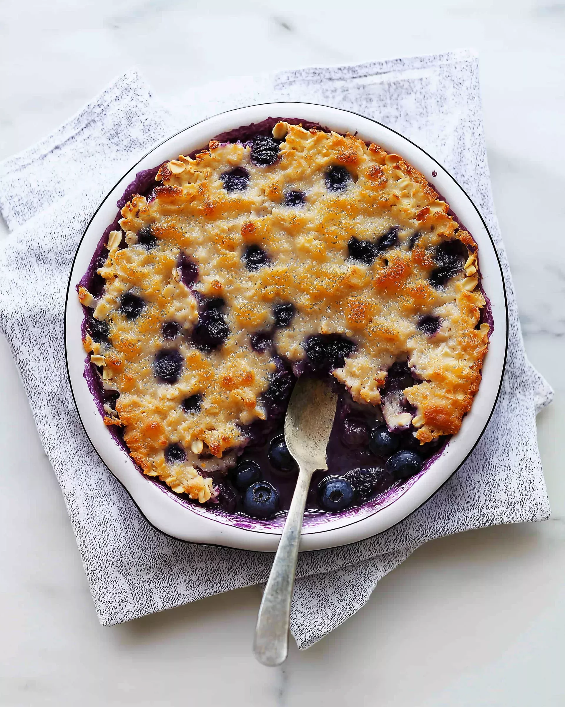 Overnight Baked Blueberry Muffin Oatmeal for Easy Mornings
