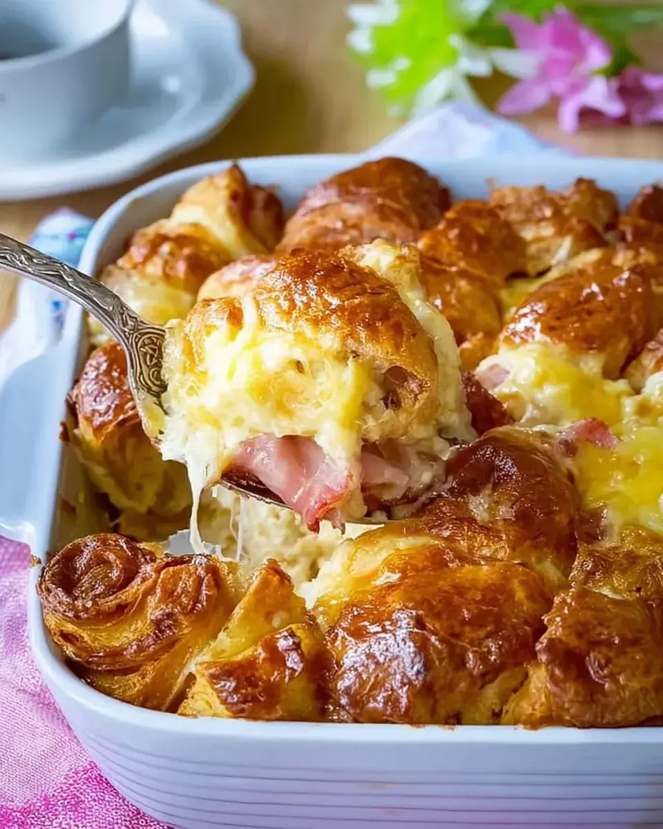 Overnight Croissant Breakfast Casserole is a must-try delight!