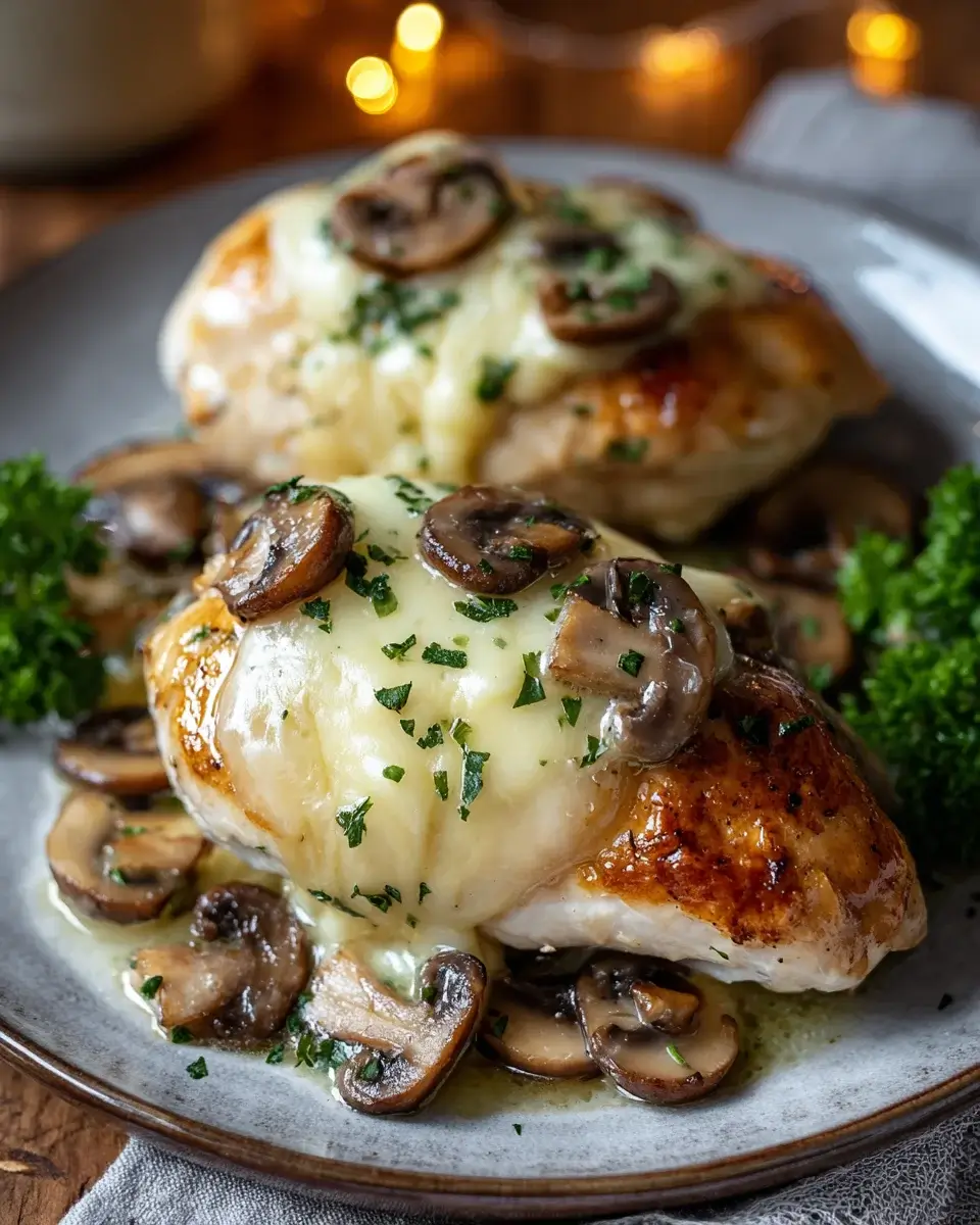 Cheesy Garlic Butter Mushroom Stuffed Chicken is irresistible!
