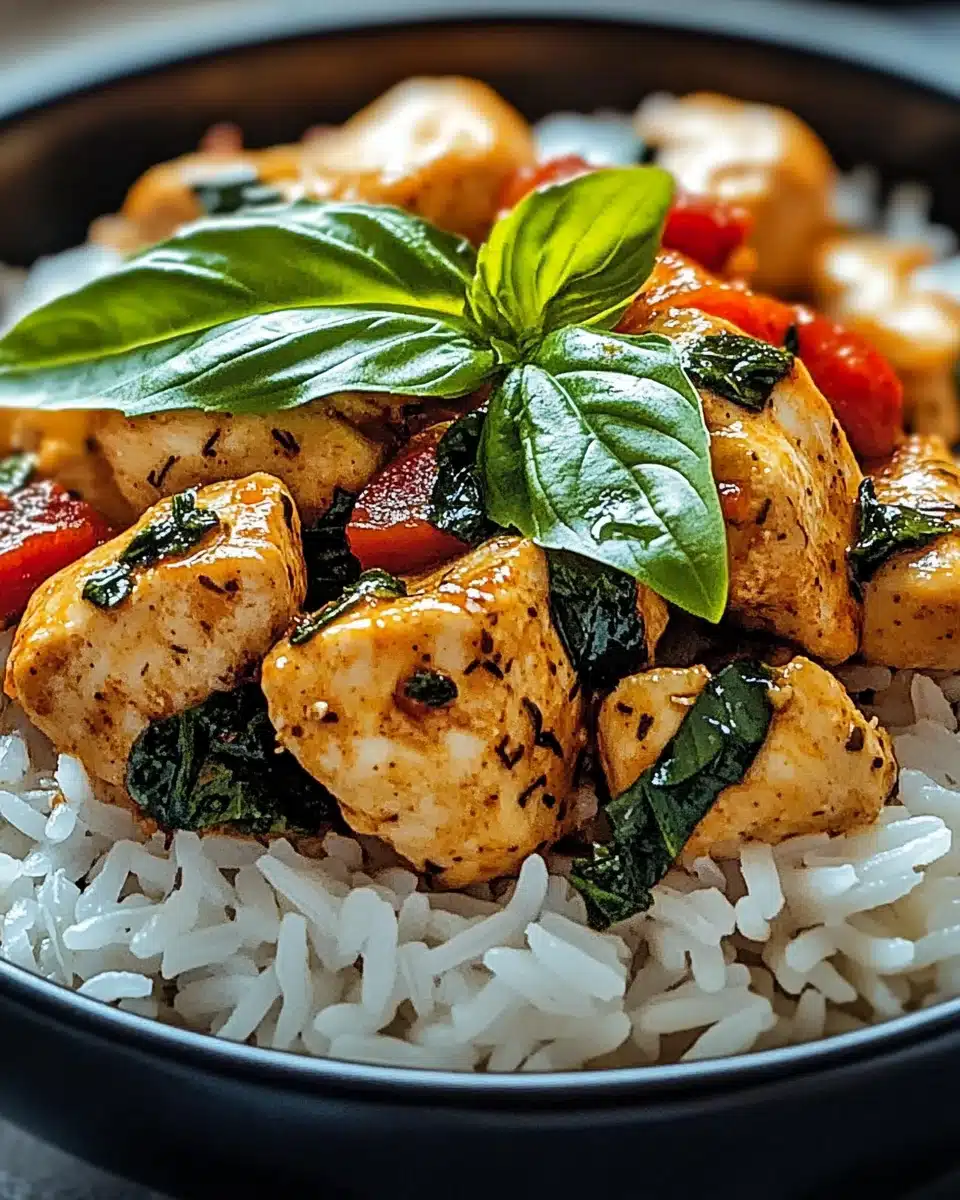 Spiced Coconut Basil Chicken with Rice: A Flavorful Delight!