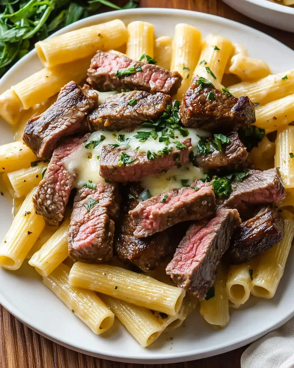 Garlic Butter Steak Tips with Cheesy Rigatoni Made Easy!