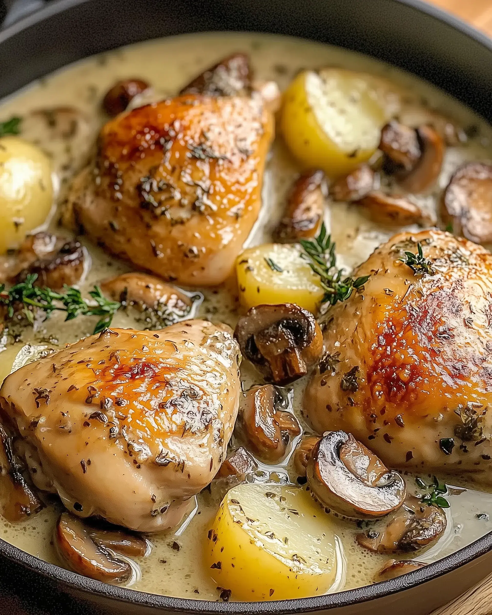 Herb Roasted Chicken in Creamy White Sauce That Delights