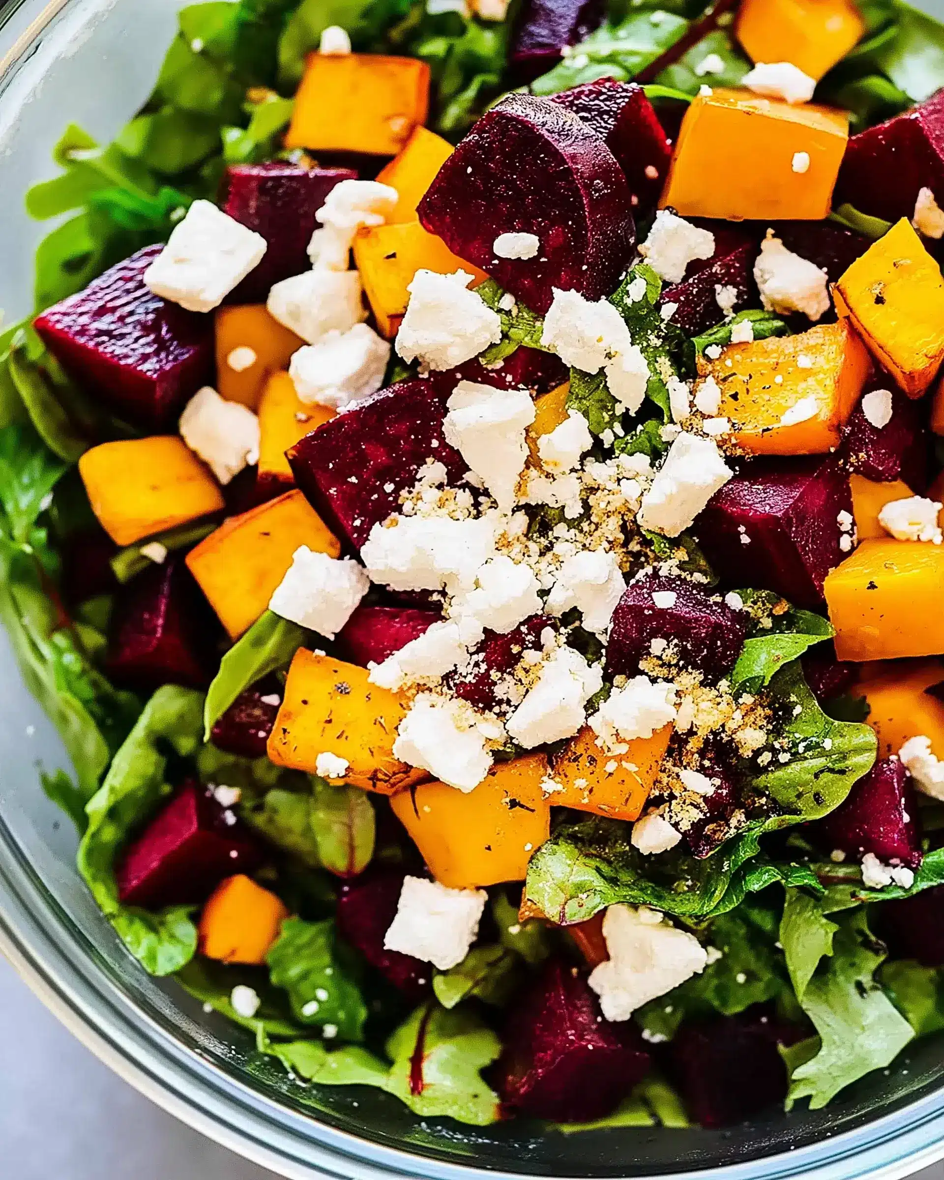 Creamy Roasted Beet Salad with Sweet Potato & Feta Delights!