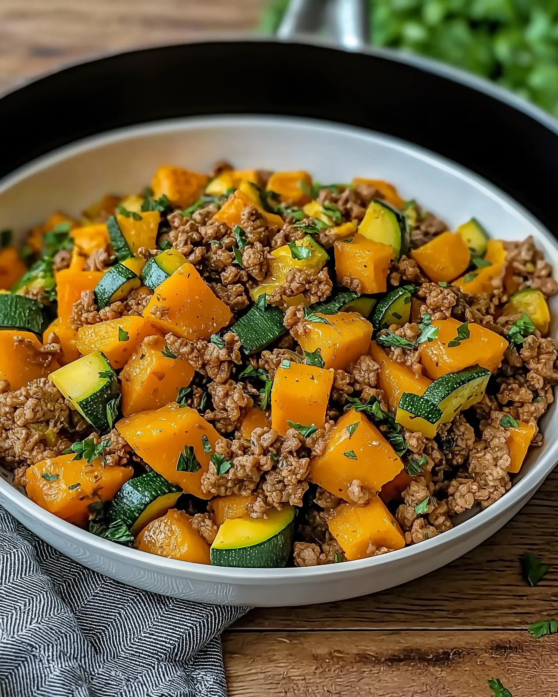 Ground Beef Zucchini Sweet Potato Skillet made easy!