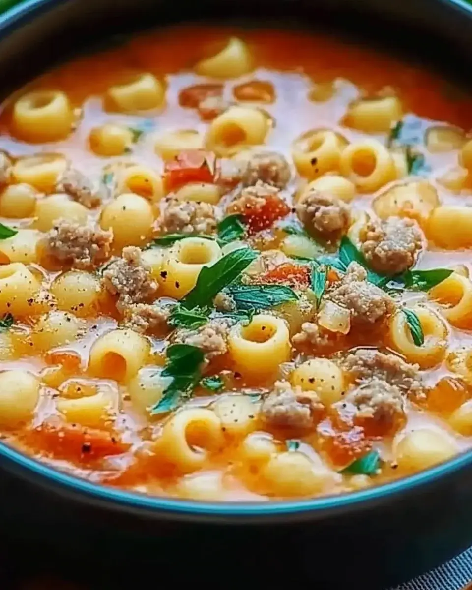 Parmesan Italian Sausage Ditalini Soup delights every spoon!