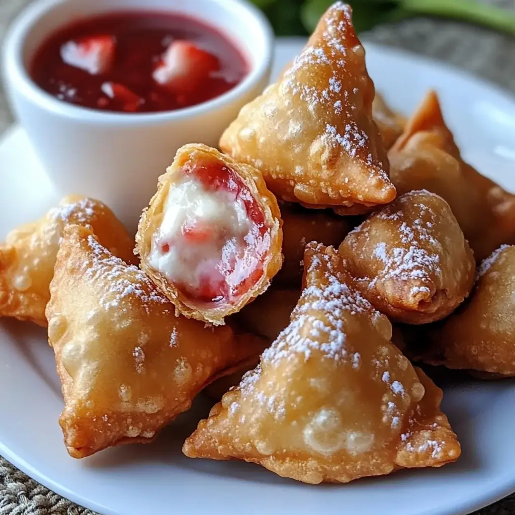 Deep-Fried Strawberry Cheesecake Stuffed Wonton Bites are Irresistible!