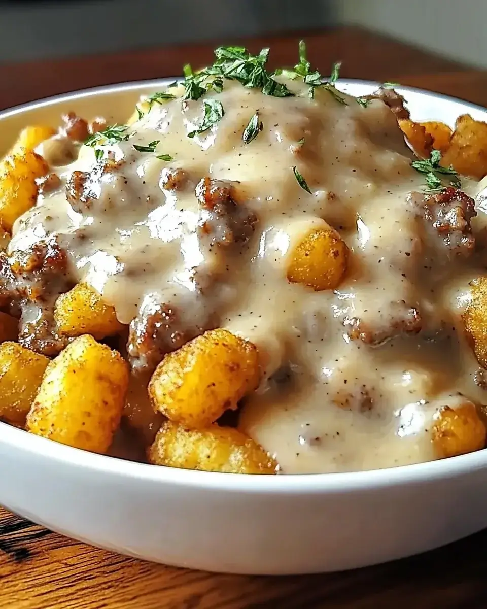 Tater Tot Breakfast Bowl with Sausage Gravy Recipe Awaits!