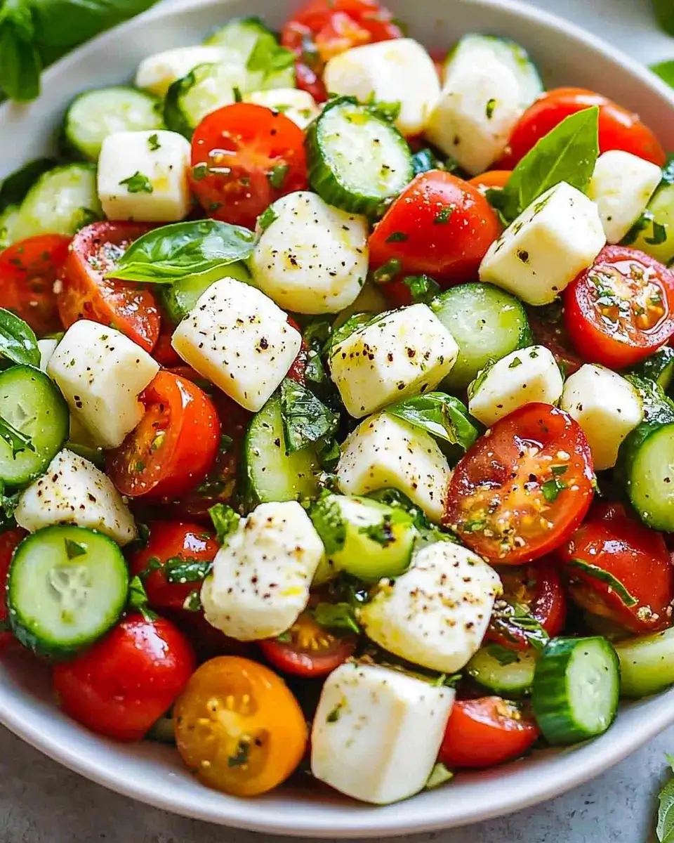 Tomato Cucumber Mozzarella Salad: A Flavorful Delight!