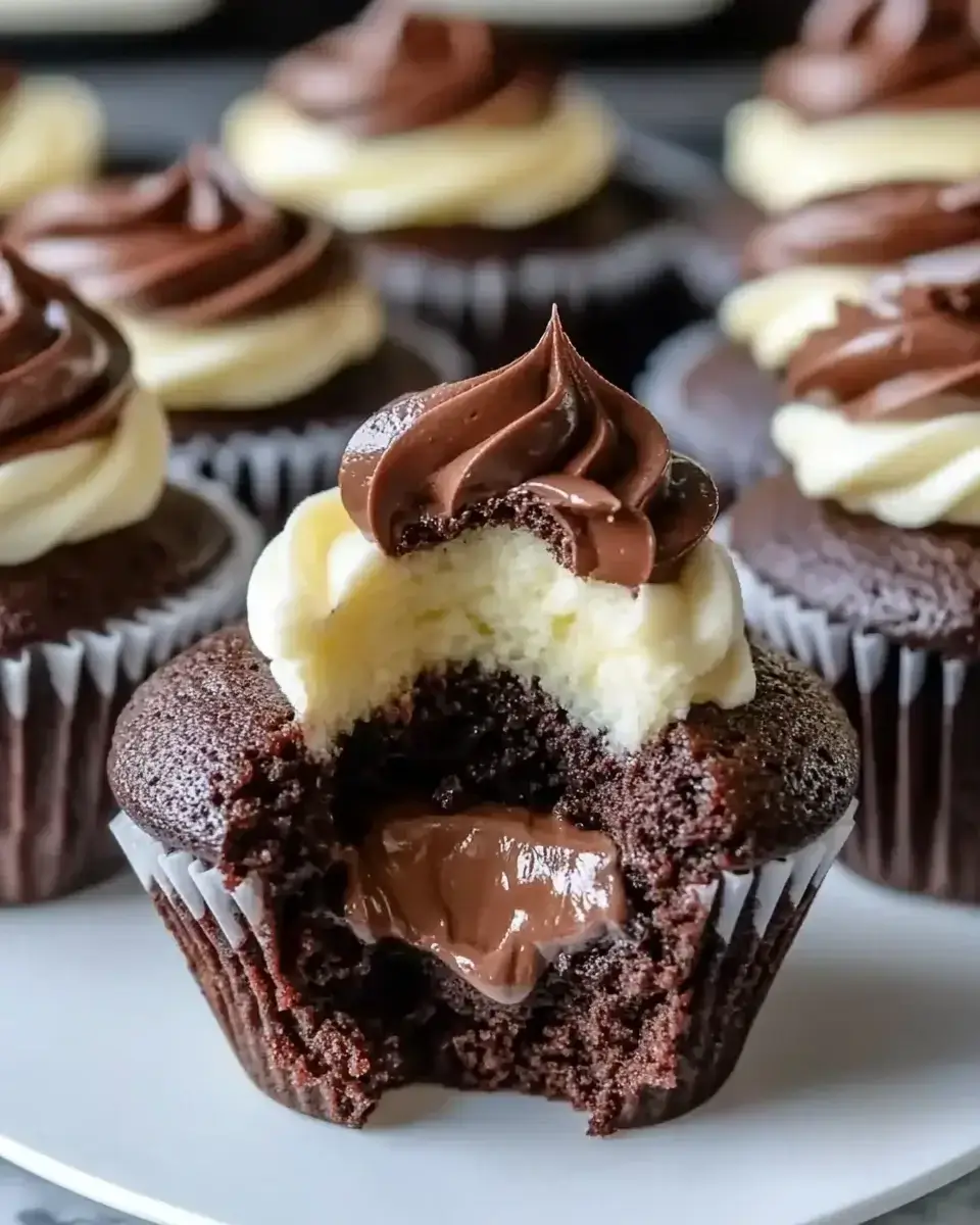 Swirled Chocolate Cupcakes with Creamy Chocolate Filling are Irresistibly Delicious!