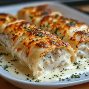 Chicken Alfredo Lasagna Rolls