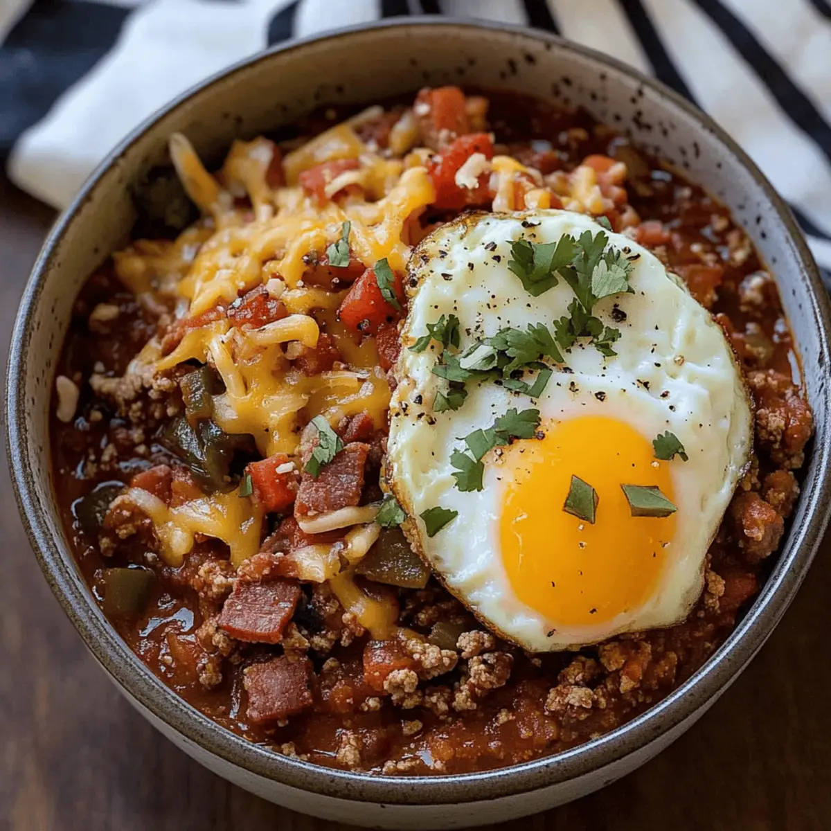 Hearty Breakfast Chili and Eggs for the Perfect Morning Boost