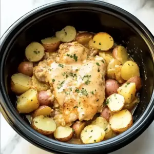Garlic Parmesan Crockpot Chicken and Potatoes