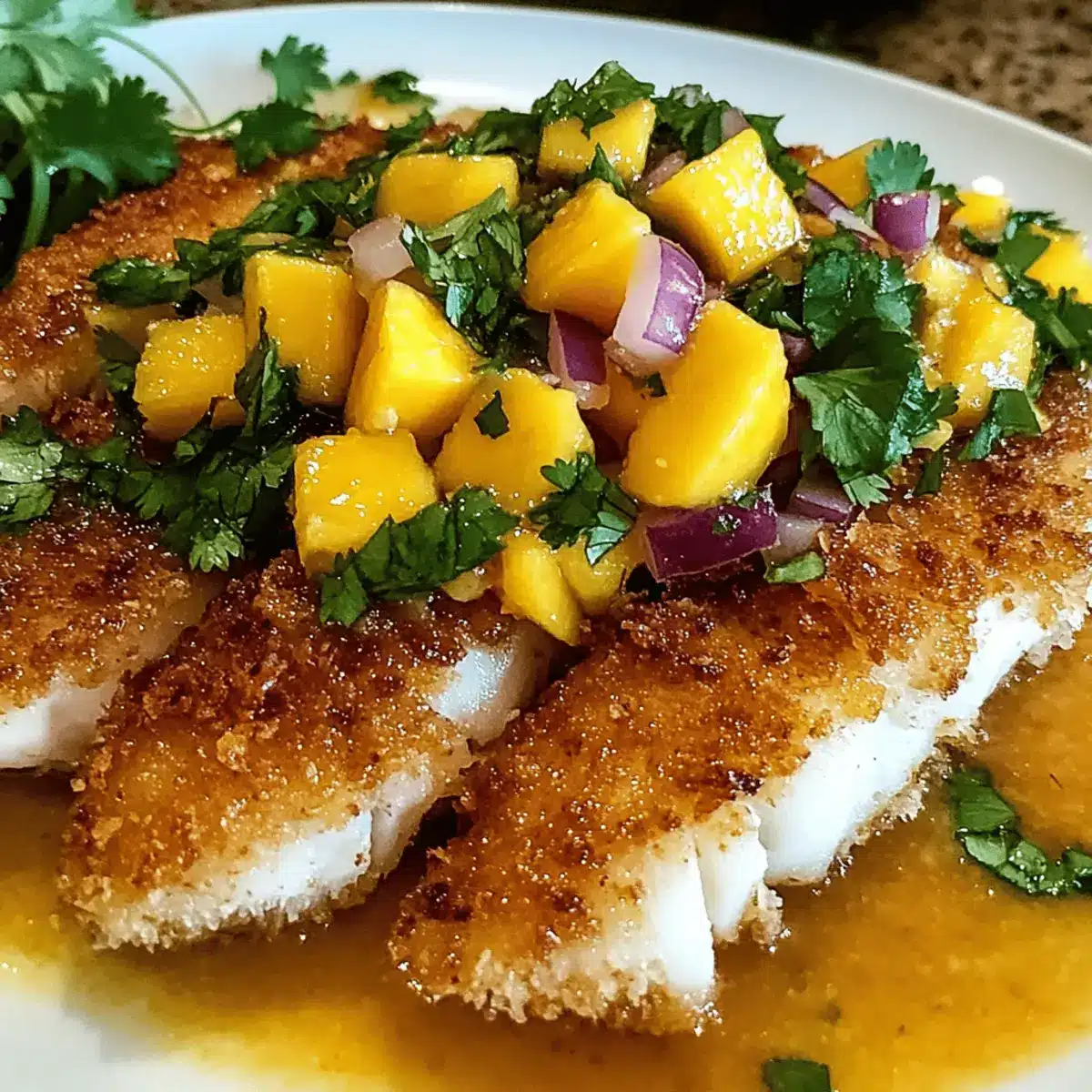 Crispy Coconut-Curry Fish with Mango Salsa Bliss