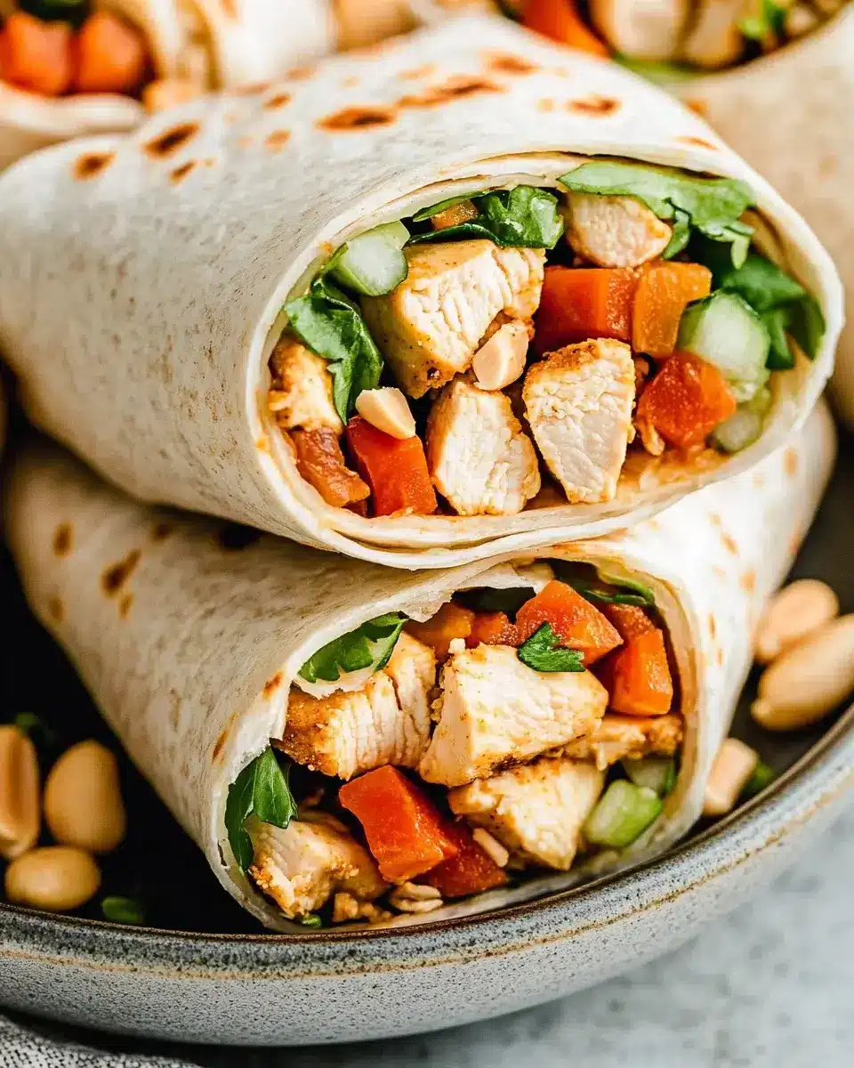 Thai Peanut Chicken Wraps with Creamy Homemade Sauce delight your taste buds!
