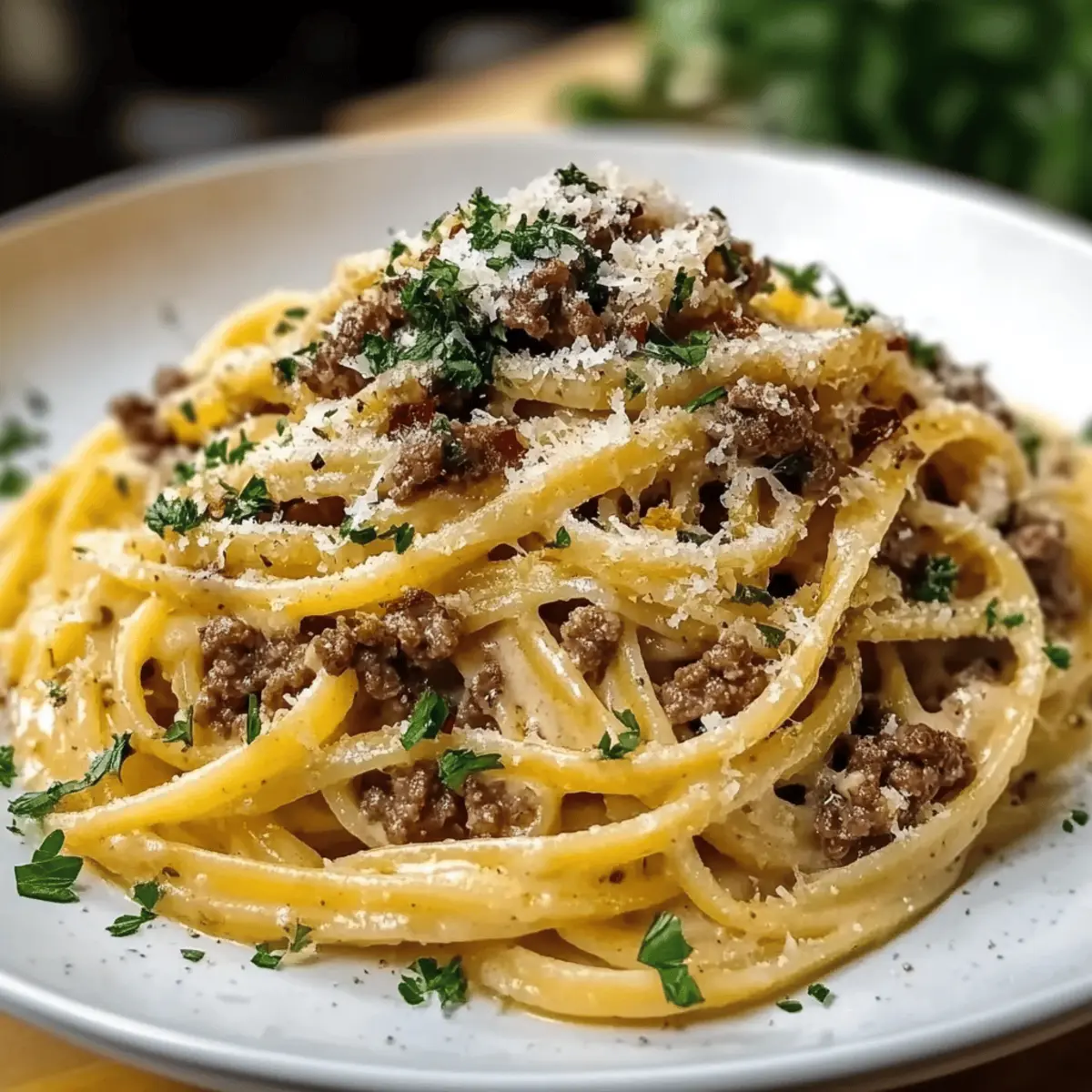 Creamy Parmesan Beef Linguine with Garlic Butter Sauce Bliss