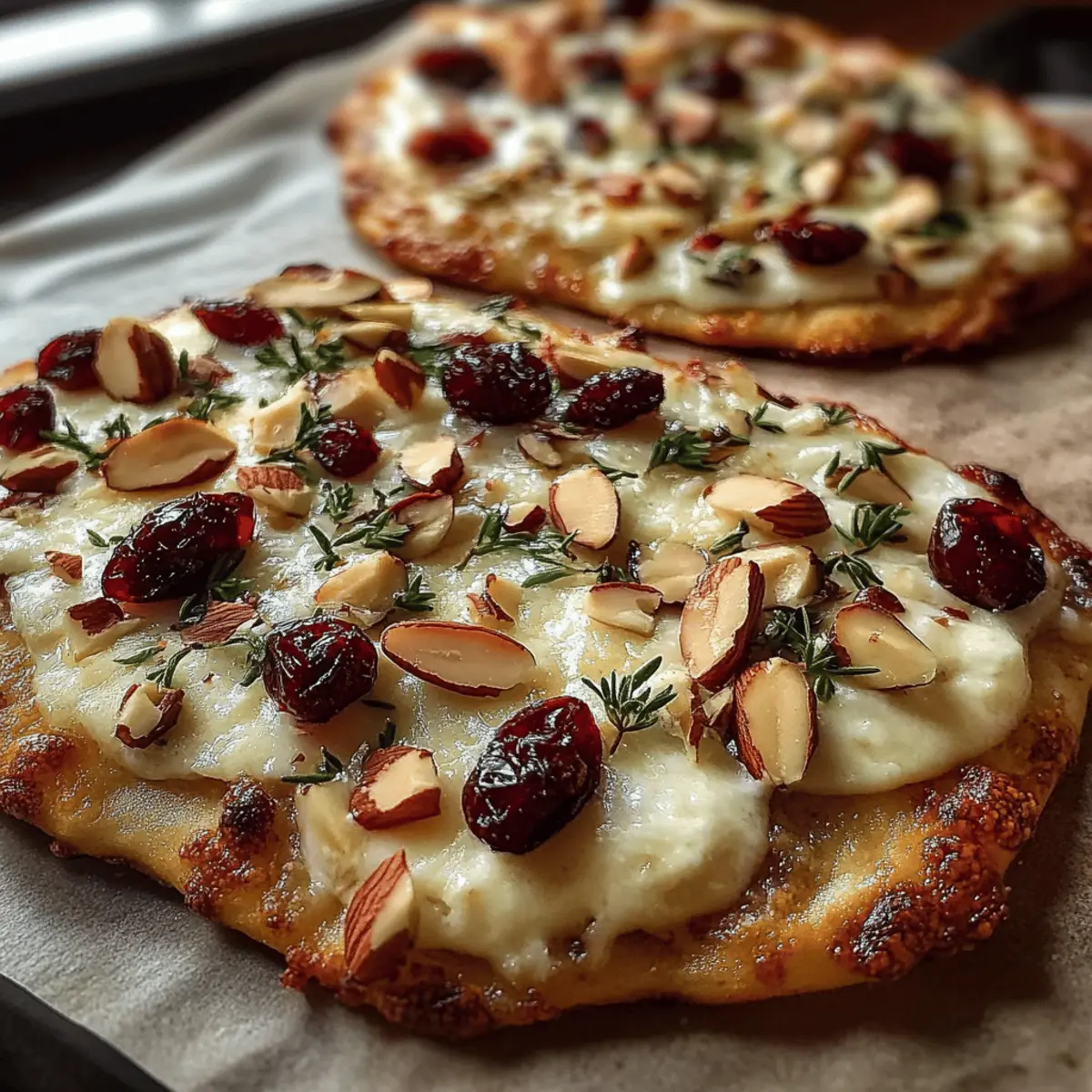 Crispy Flatbread with Brie, Cranberries & Almonds Bliss