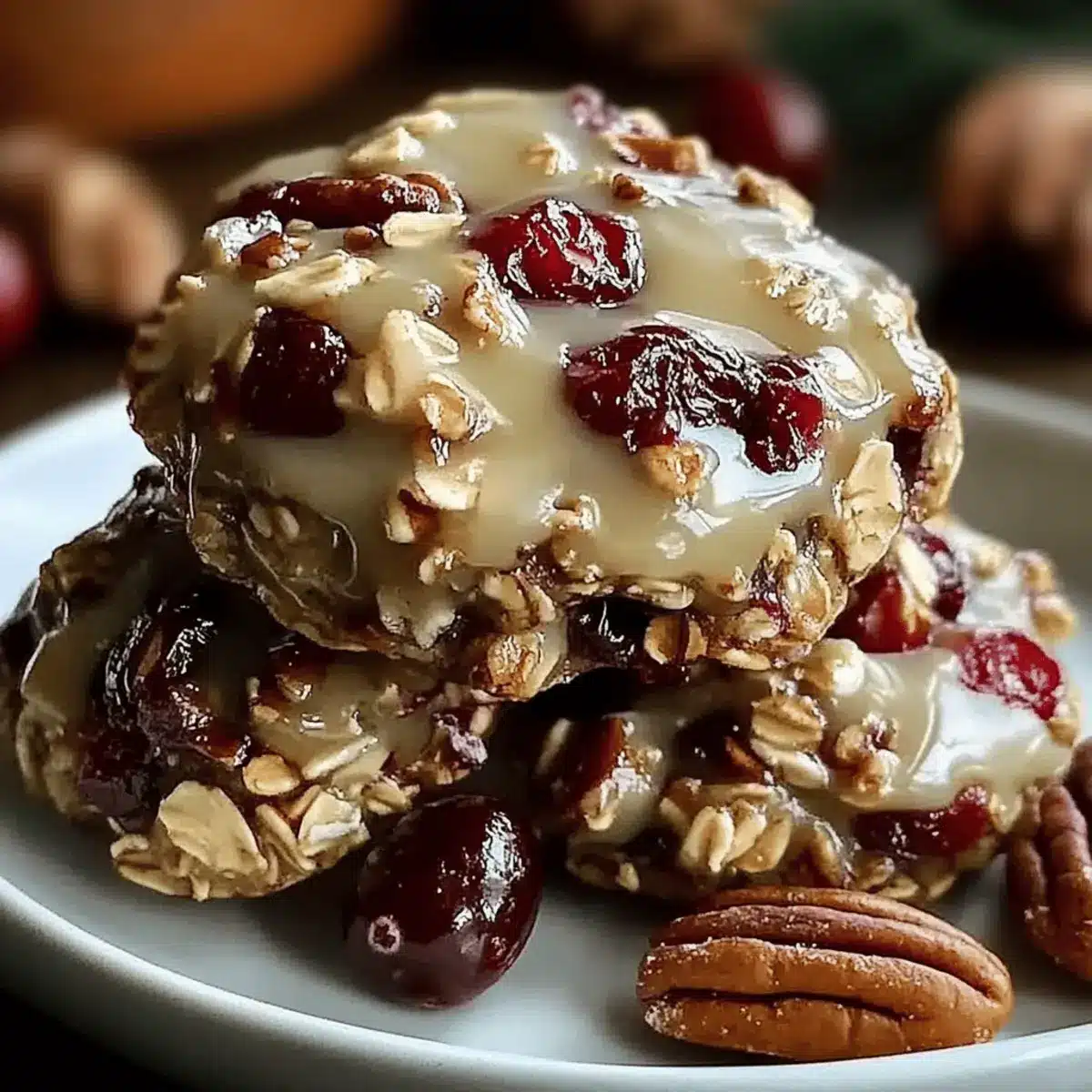 No-Bake Cranberry Pecan Praline Cookies for Festive Snacking