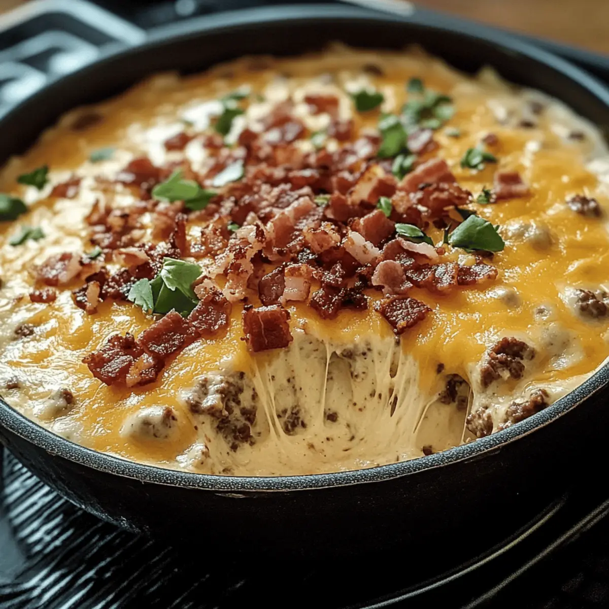 Sizzling Bacon Cheeseburger Queso Dip: Your Game Day Must-Have
