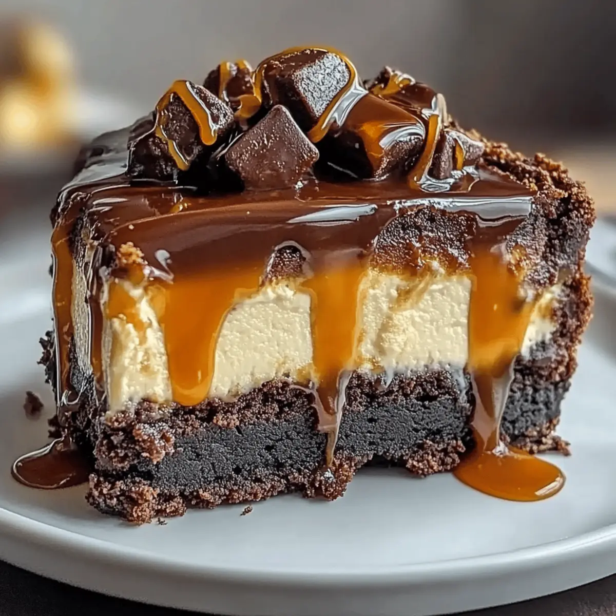 Indulge in This Dreamy Caramel Brownie Cheesecake Delight