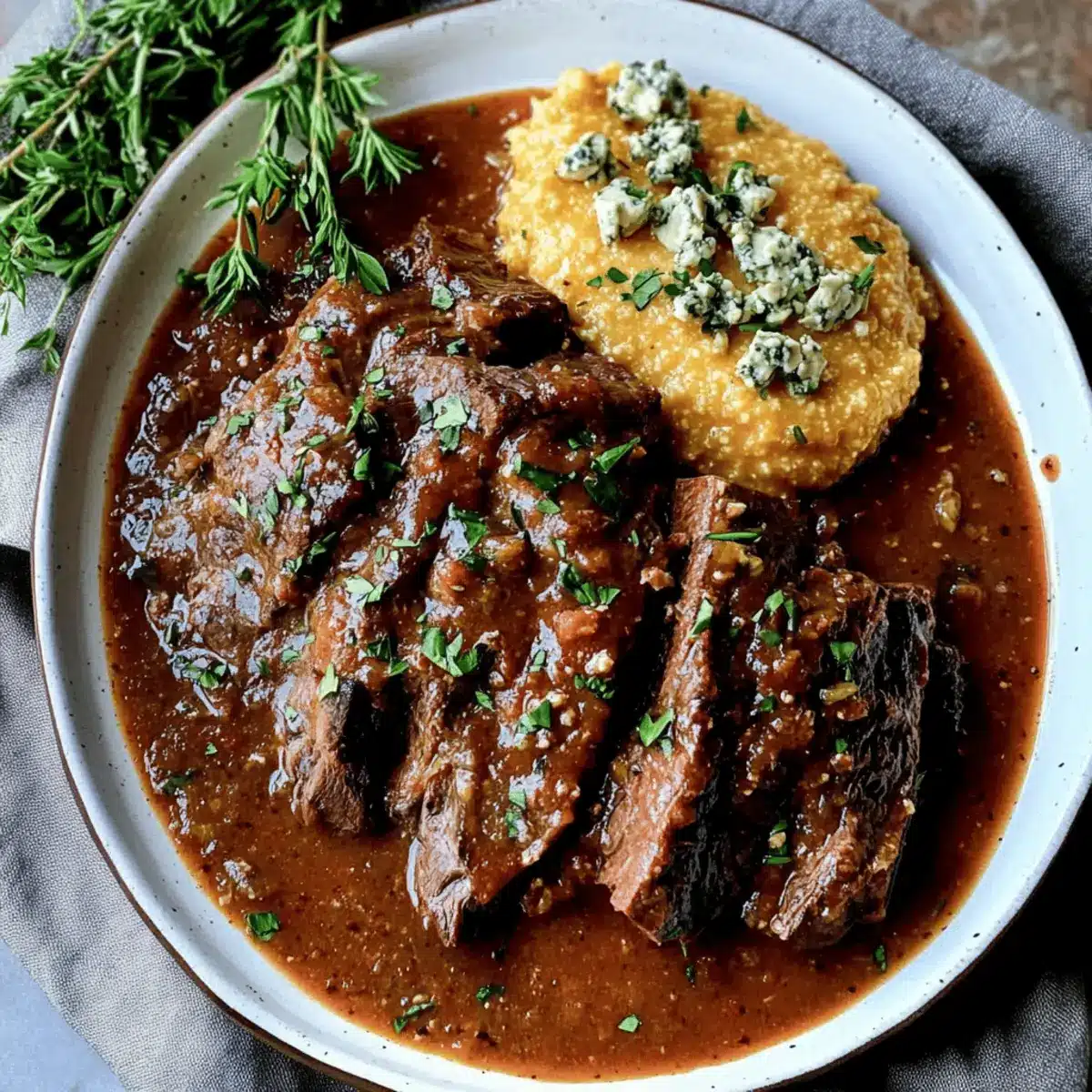 Tender Italian Pot Roast with Creamy Gorgonzola Polenta