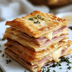 Crispy Ham & Cheese Puff Pastry Stacks