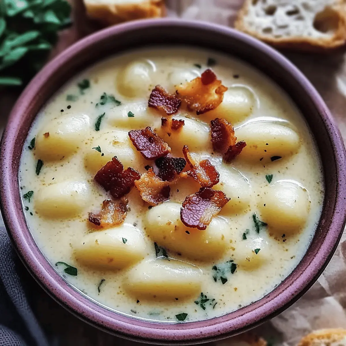 Warm Up with Savory Bacon Cheddar Gnocchi Soup Delight