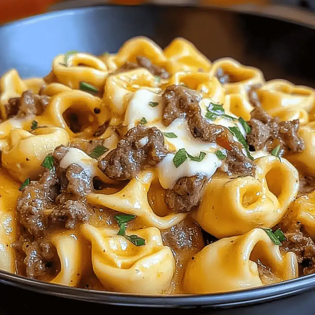 Cheesesteak Tortellini in Rich Provolone Sauce for Cozy Nights