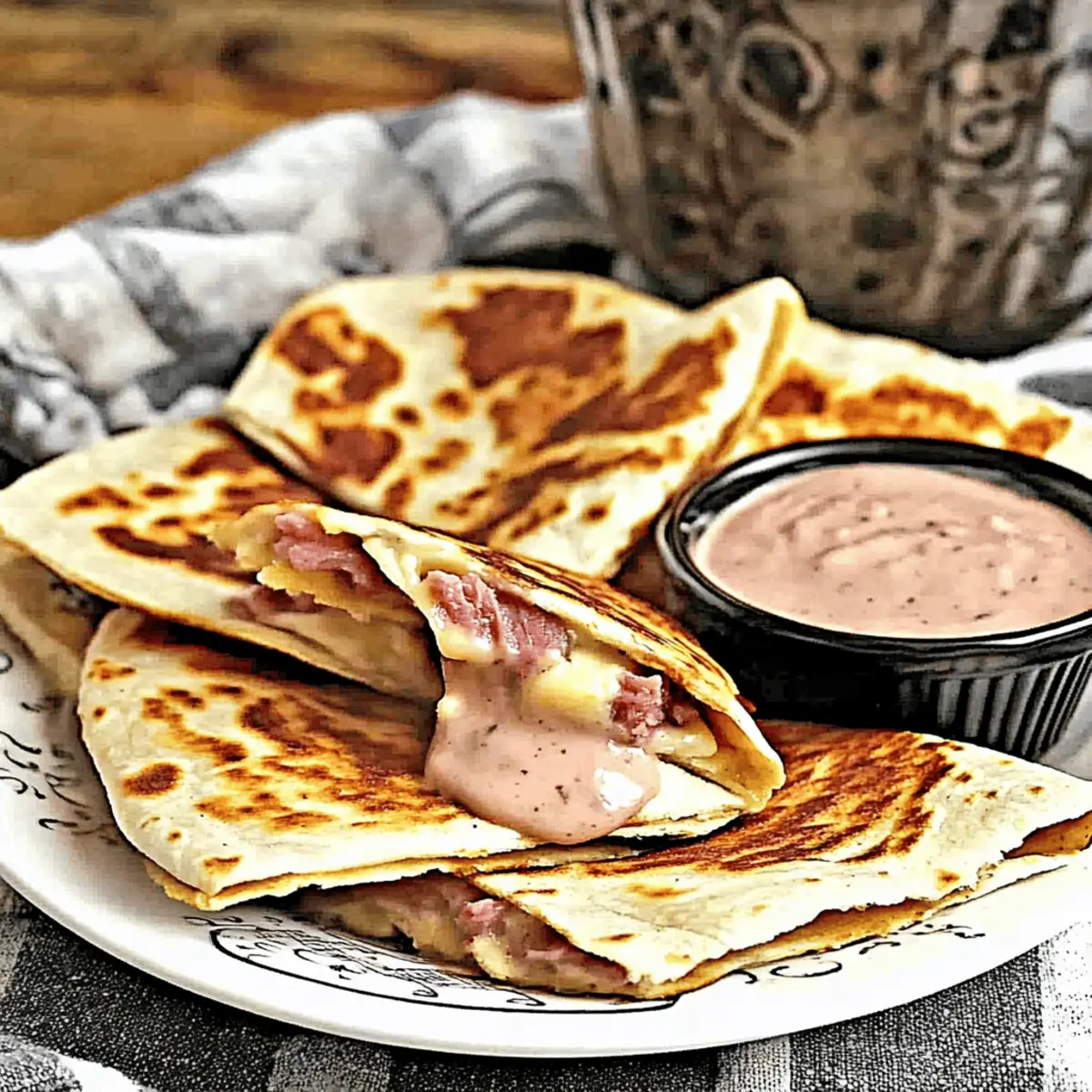 Crispy Corned Beef and Swiss Reuben Quesadillas to Savor