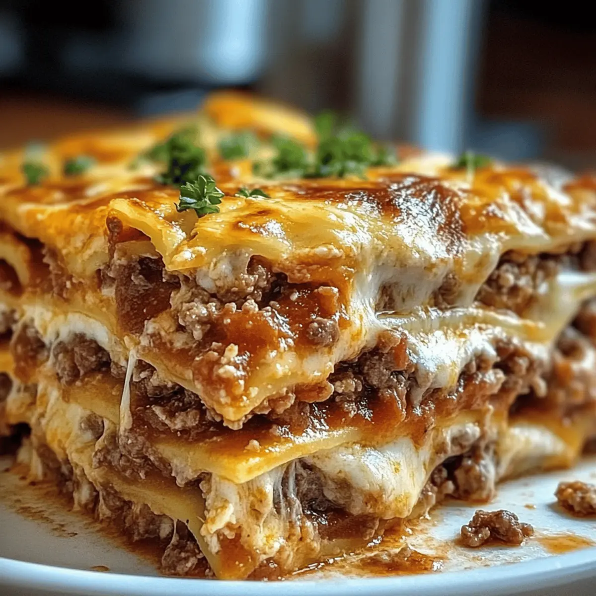 Parmesan Garlic Bacon Cheeseburger Lasagna