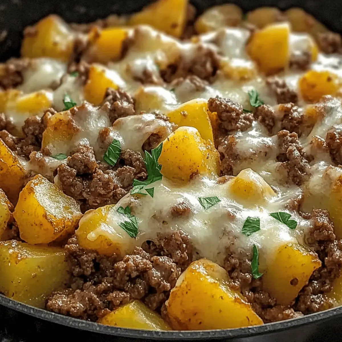 One-Pan Cheesy Meat & Potato Skillet for Cozy Nights
