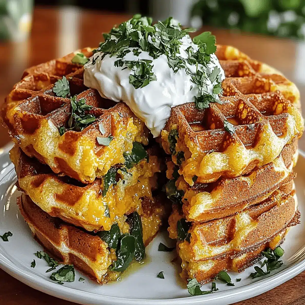 Cheddar Jalapeño Cornbread Waffles for a Savory Delight