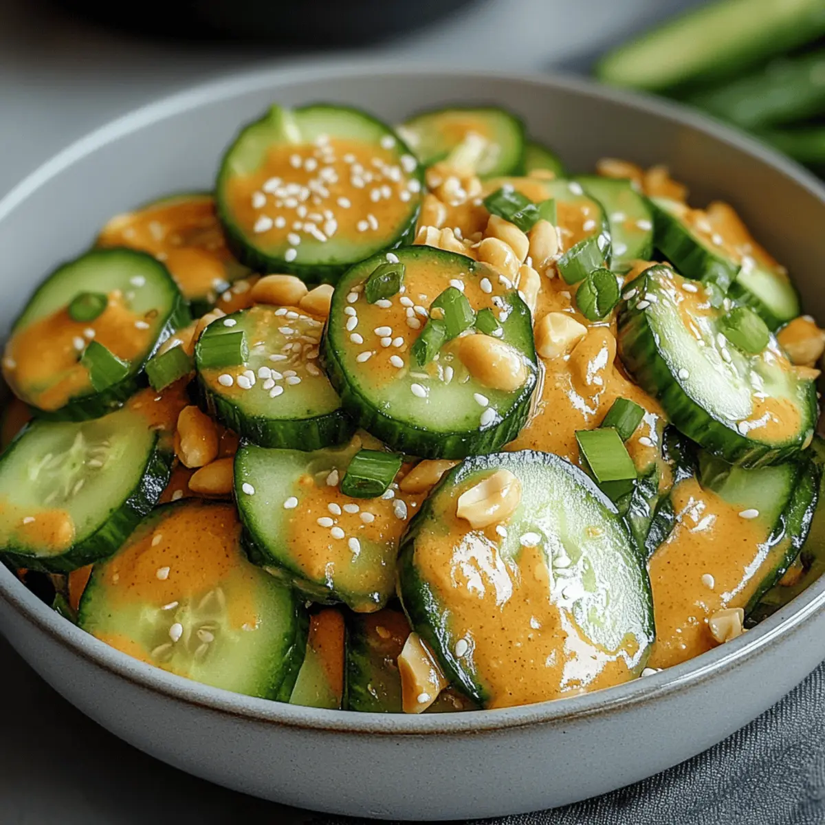 Cucumbers in Spicy Peanut Sauce for a Zesty Refreshing Bite