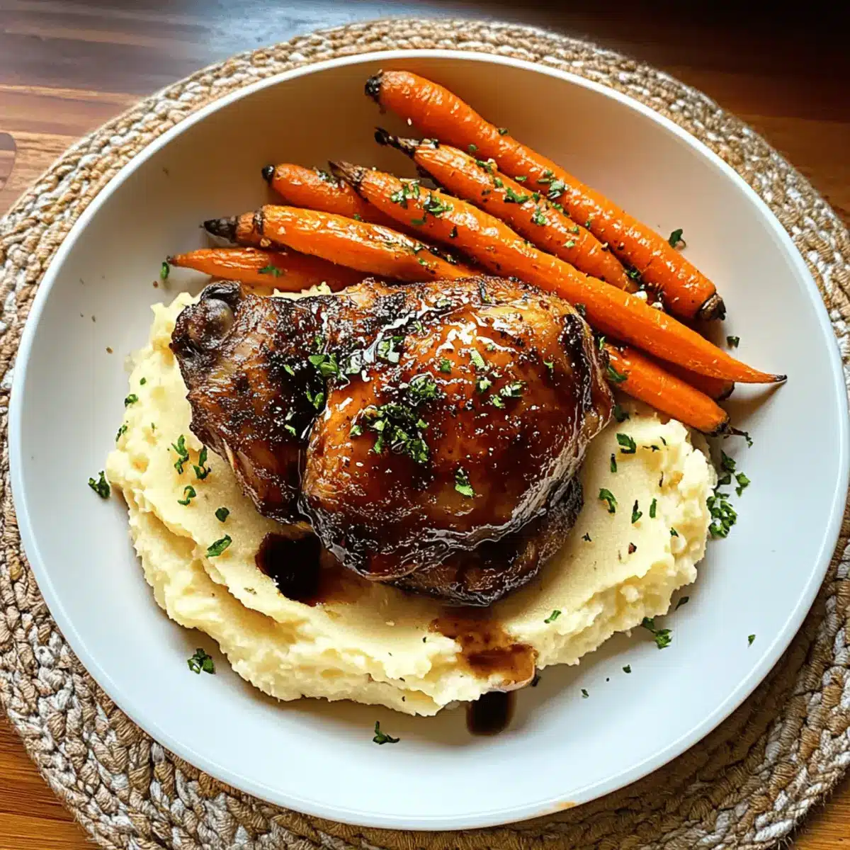 Honey Balsamic Chicken Thighs with Creamy Goat Cheese Mash