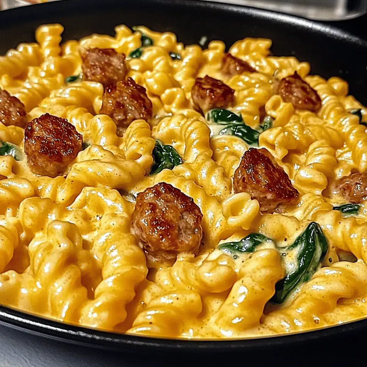 One-Pan White Cheddar Ranch Sausage Magic Pasta Delight