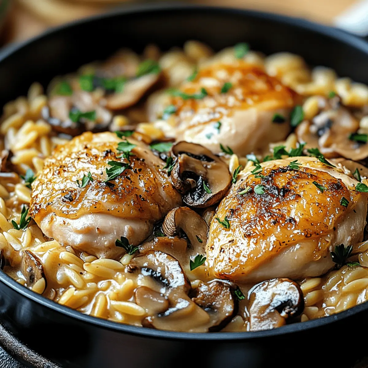 One Pot Chicken and Mushroom Orzo: Creamy Comfort Awaits