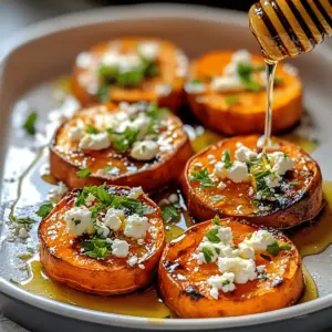 Roasted Sweet Potato Rounds with Honey & Feta