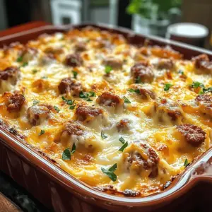 Sausage, Egg, and Cream Cheese Hashbrown Casserole