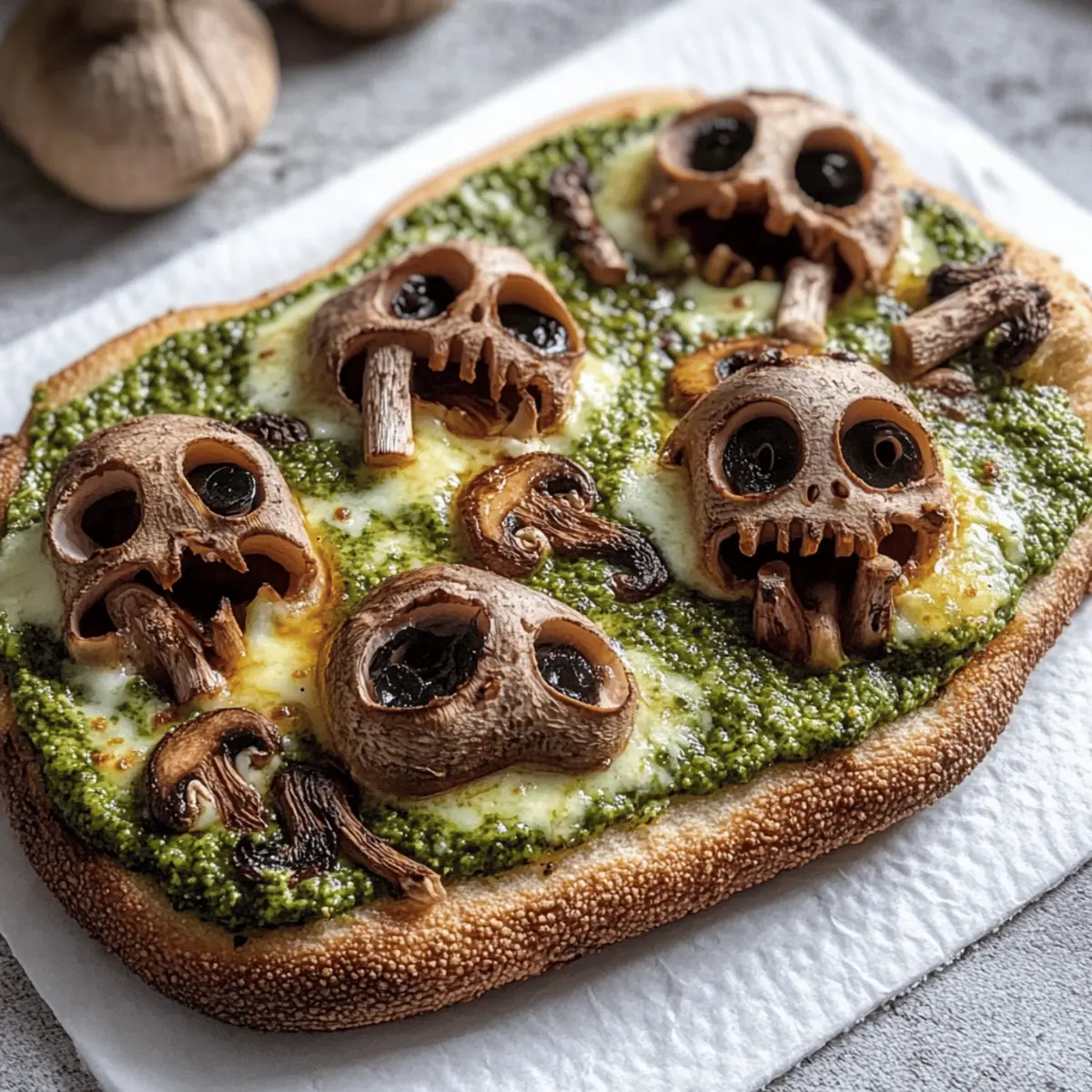Spooky Mushroom French Bread Pizza for a Fun Halloween Feast