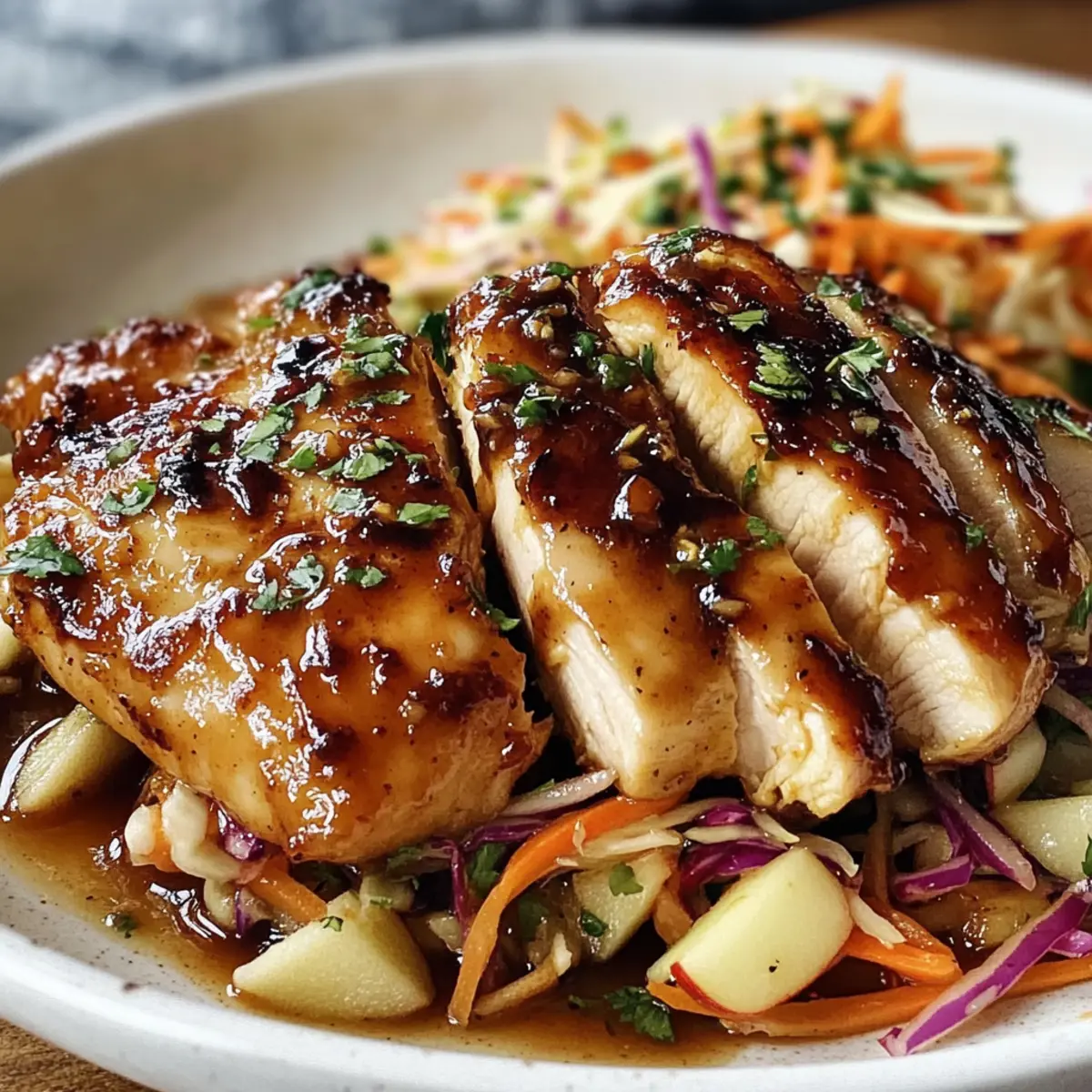 Apple Cider Chicken with Crisp Autumn Slaw Shines with Flavor