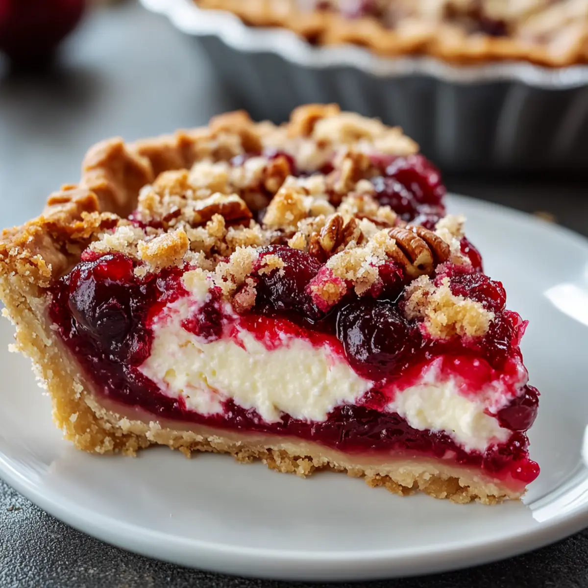 Delightfully Creamy Cranberry Cream Cheese Crumb Pie Recipe