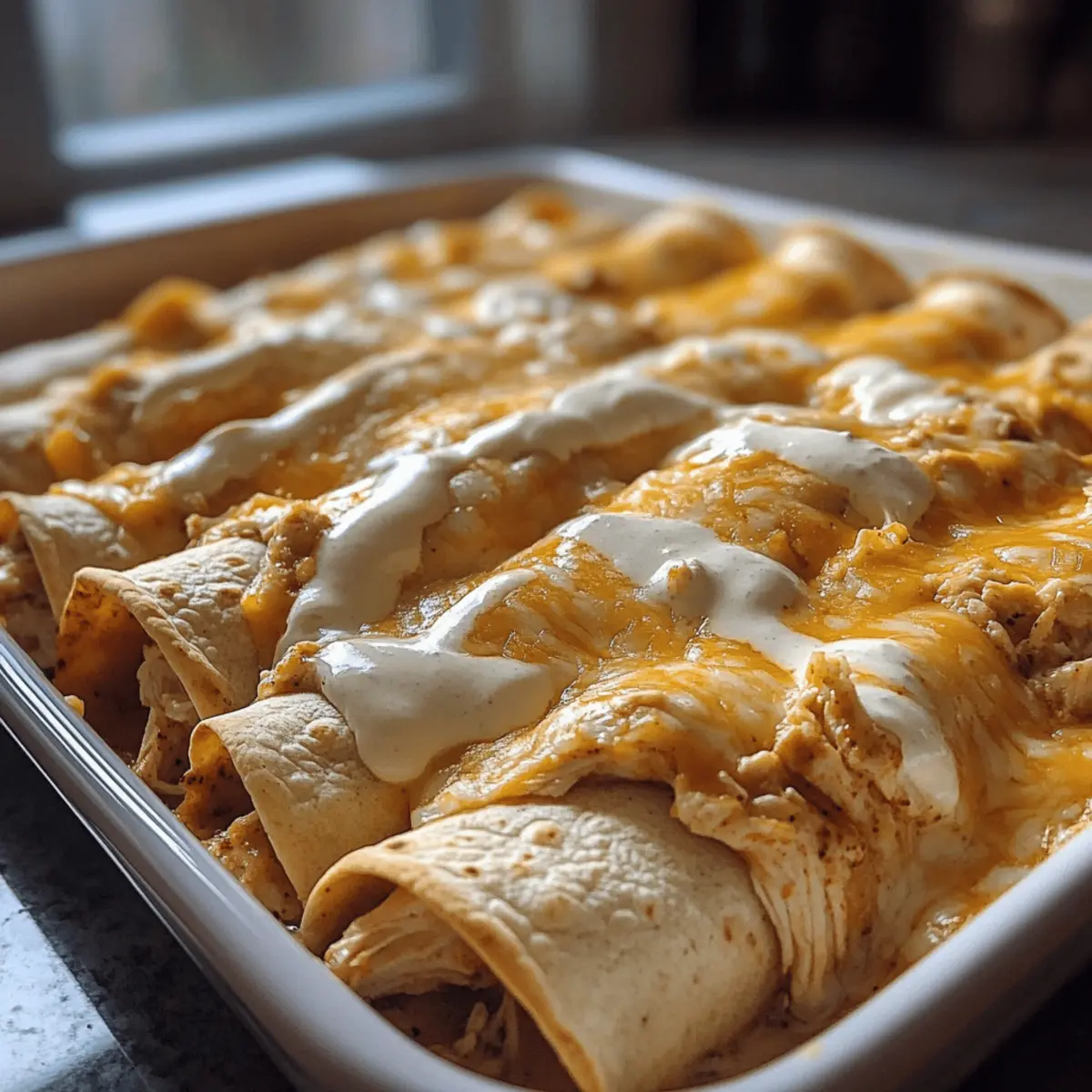 Protein Chicken Enchiladas with Dreamy White Sauce Delight