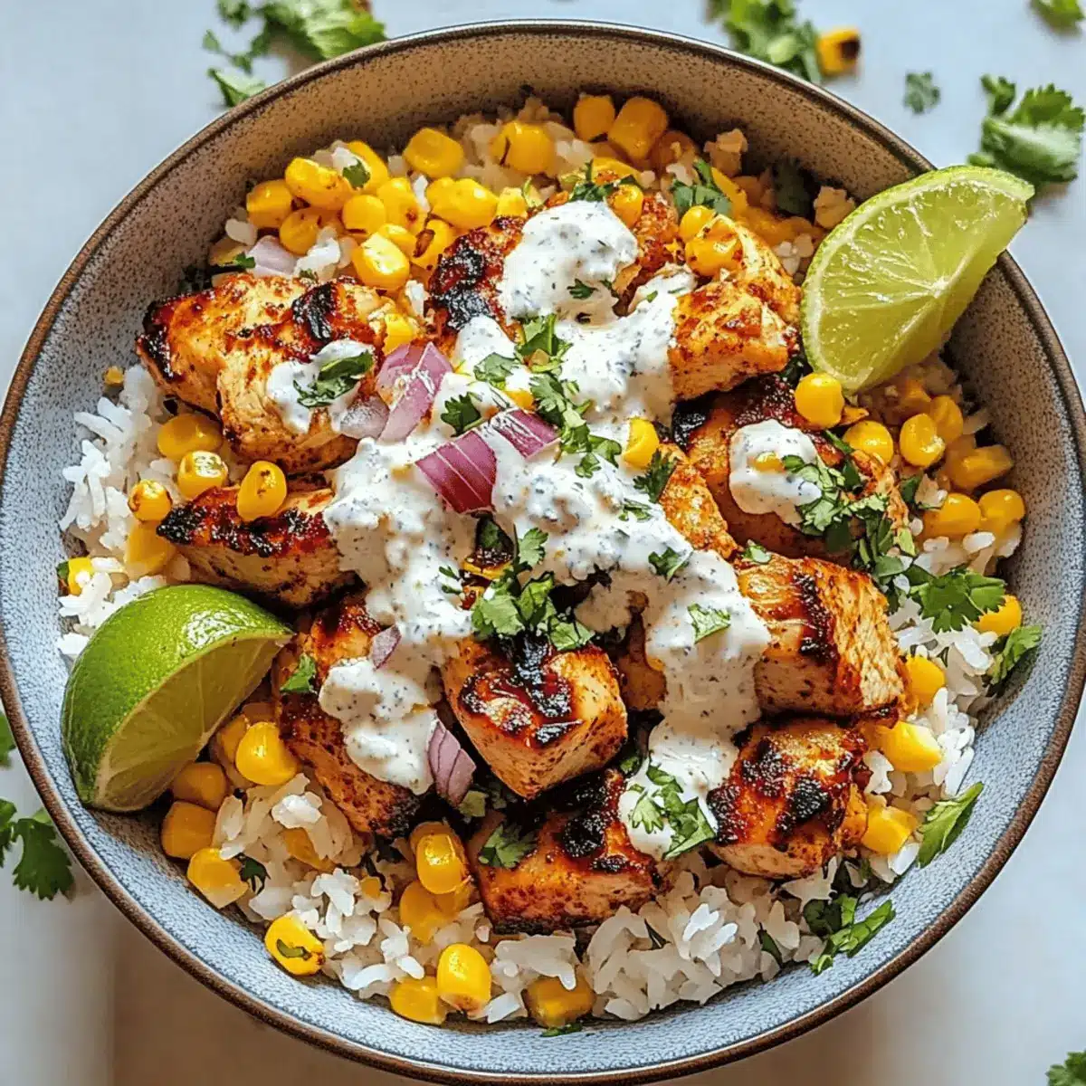 Mouthwatering Street Corn Chicken Rice Bowl to Brighten Your Day
