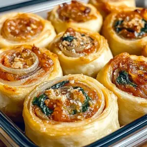 Vegan Caramelized Onion & Spinach Pizza Rolls