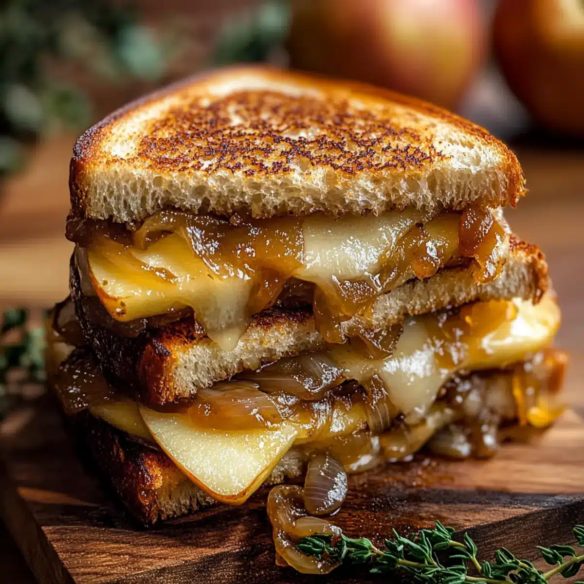Irresistible Pear & Apple Grilled Cheese With Caramelized Onions