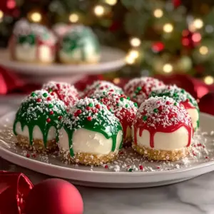 No-Bake Christmas Cheesecake Bites