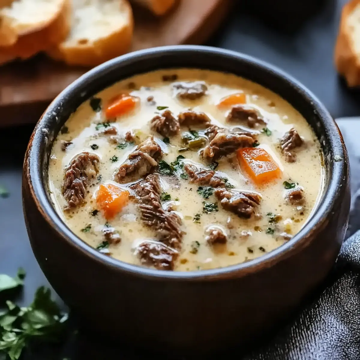 Creamy Philly Cheese Steak Soup