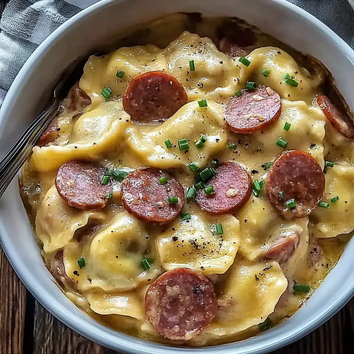 Crockpot Pierogi Casserole with Kielbasa
