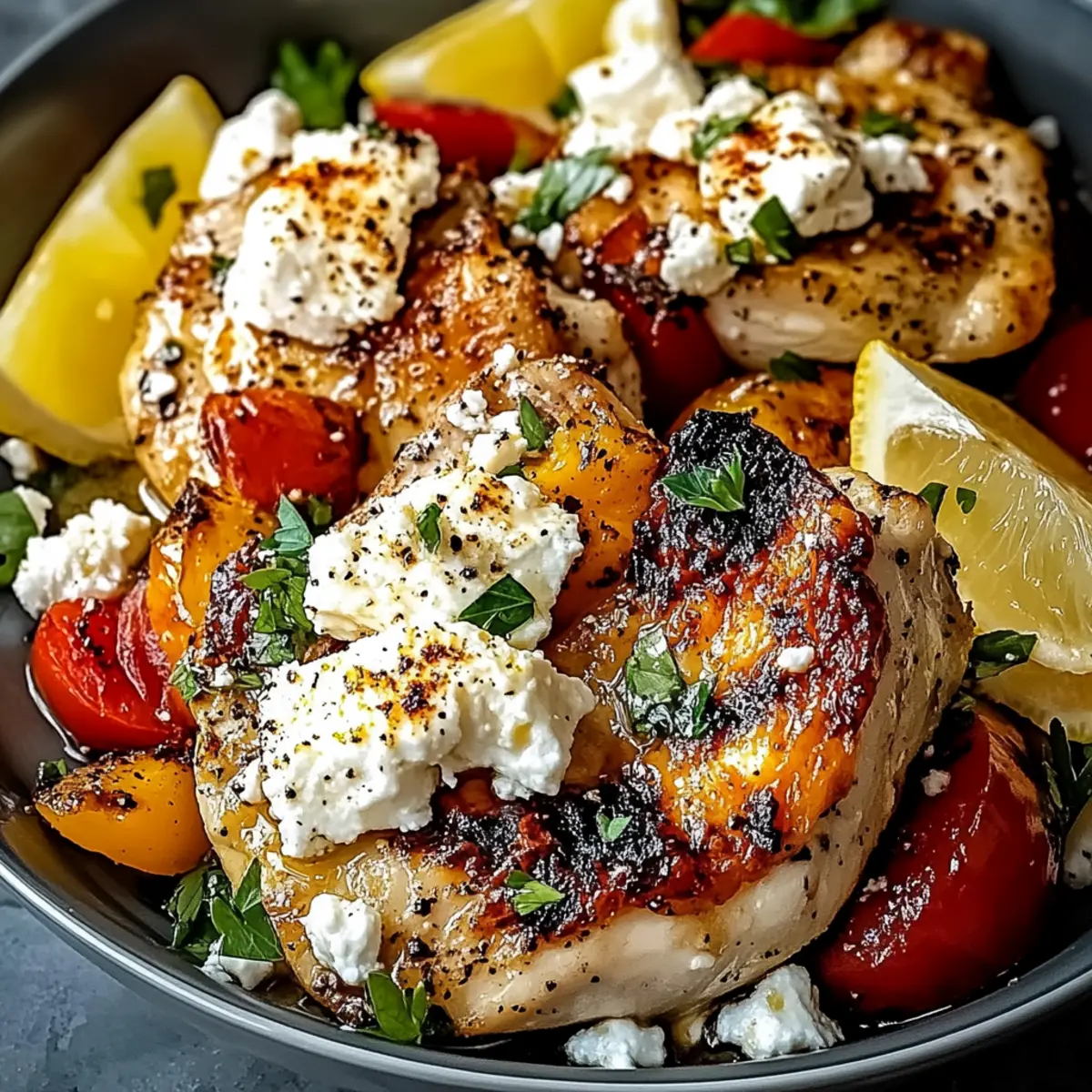 Baked Chicken with Crispy Feta & Zesty Vinaigrette